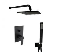 by Paffoni Set de douche tout en 1 avec douche de tête 20cm + Douchette 1 jet, Noir mat (SATBSBW215-SET)