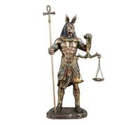 BY SIGRIS Origine Home Decor Anubis tenant balance bronze | Figurine déesse verte - 27 x 15 x 11 cm