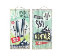 BY SIGRIS Set 2 plaques murales vintages, Thème Ski et Montagne, H 48 cm