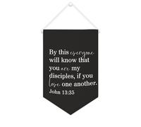By This Everyone Will Know That You Are My Disciples Bannière en toile 25,4 x 38,1 cm à suspendre au mur Décoration murale pour chambre à coucher, chambre d'enfant, décoration d'intérieur