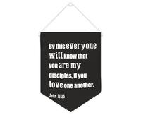 By This Everyone Will Know That You Are My Disciples Bannière murale inspirante à suspendre au mur Bannière décorative pour salon, chambre à coucher, bureau, cadeaux de vacances 25,4 x 30,5 cm