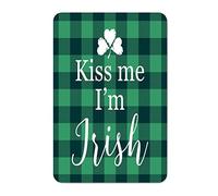 by Unbranded Green Clover St. Patrick's Day Kiss Me I'm Irish Plaque métallique vintage en aluminium pour bar, extérieur et intérieur, décoration d'intérieur, plaque de printemps irlandaise, 30,5 x