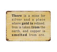 by Unbranded Plaque décorative en métal rustique avec inscription « There is A Mine for Silver and A Place Where Gold is Refined. Iron is Taken from The Earth » - Décoration murale rustique - 20,3 x