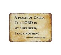 by Unbranded Plaque en métal avec inscription « A Psalm of David,The Lord is My Shepherd, I Lack Nothing » - En aluminium - Décoration murale d'intérieur et d'extérieur - 30,5 x 45,7 cm