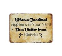 by Unbranded Plaque en métal avec inscription « When A Cardinal Appears in Your Yard Its A Visitor from Heaven » - Décoration murale d'intérieur et d'extérieur - 20,3 x 30,5 cm