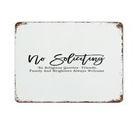 by Unbranded Plaque en métal décorative de ferme avec citation « No Soliciting-No Religious Queries » - Inscription « Friends », « Family and Neighbors Always Welcome » - Décoration murale rustique