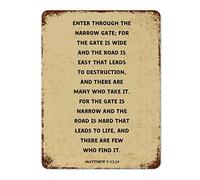 by Unbranded Plaque en métal rétro « Enter Through The Narrow Gate » - Décoration murale vintage - 30,5 x 40,6 cm