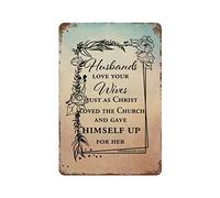 by Unbranded Plaque en métal vintage amusante en aluminium avec inscription « Husbands, Love Your Wives, just as Christ Loved The Church and Gave Himself up for her » - Décoration murale - 30,5 x 45,7