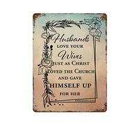 by Unbranded Plaque en métal vintage amusante en aluminium avec inscription « Husbands, Love Your Wives, just as Christ Loved The Church and Gave Himself up » - Décoration murale - 30,5 x 40,6 cm