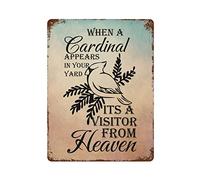 by Unbranded Plaque en métal vintage amusante en aluminium avec inscription « When a Cardinal Appears in Your Yard Its a Visitor from Heaven » - Décoration murale - 30,5 x 40,6 cm - Cadeau de