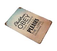 by Unbranded Plaque en métal vintage amusante en aluminium pour enfants, Obey Your Parents in Everything, for This Pleases The Lord, décoration murale, décoration d'intérieur, 20,3 x 30,5 cm, poster