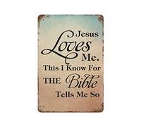 by Unbranded Plaque en métal vintage avec inscription « Jesus Loves Me This I Know for The Bible Tells Me So » - Décoration murale - 20,3 x 30,5 cm - Cadeau de pendaison de crémaillère