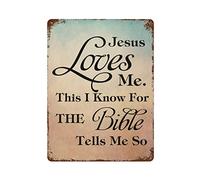 by Unbranded Plaque en métal vintage avec inscription « Jesus Loves Me This I Know for The Bible Tells Me So » - Décoration murale - 30,5 x 40,6 cm - Cadeau de pendaison de crémaillère