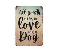 by Unbranded Plaque en métal vintage en aluminium avec inscription « All You Need is Love and A Dog » - Décoration murale - 20,3 x 30,5 cm - Cadeau de Saint-Valentin ou de pendaison de crémaillère