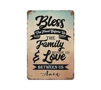 by Unbranded Plaque en métal vintage en aluminium avec inscription « Bless The Food Before Us The Family Beside Us and The Love Between Us » - Décoration murale - 30,5 x 45,7 cm
