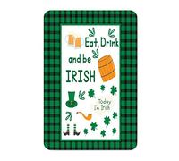 by Unbranded Plaque en métal vintage en aluminium avec inscription « Happy St Patrick's Day Eat Drink and Be Irish » pour café, bar, extérieur, intérieur, décoration d'intérieur, Irlande - 30,5 x 40,6