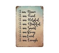 by Unbranded Plaque en métal vintage en aluminium avec inscription « I Am Brave », « I Am Kind,I Am Helpful,I Am Grateful,I Am Smart » - Décoration murale - 20,3 x 30,5 cm - Cadeau d'anniversaire