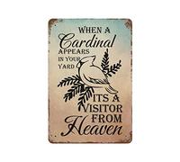 by Unbranded Plaque en métal vintage en aluminium avec inscription « When a Cardinal Appears in Your Yard Its a Visitor from Heaven » - Décoration murale - 20,3 x 30,5 cm - Cadeau de pendaison de