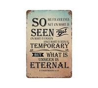 by Unbranded Plaque en métal vintage humoristique en aluminium avec inscription « So we fix Our Eyes not on What is seen, but on What is Unseen » - Décoration murale - 20,3 x 30,5 cm - Cadeau de