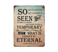 by Unbranded Plaque en métal vintage humoristique en aluminium avec inscription « So we fix Our Eyes not on What is seen, but on What is Unseen » - Décoration murale - 30,5 x 40,6 cm - Cadeau de