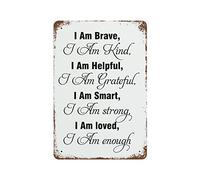 by Unbranded Plaque murale décorative rétro en métal avec inscription « I Am Brave », « I Am Kind,I Am Helpful,I Am Grateful », décoration murale rétro en métal pour maison, chambre à coucher, garage