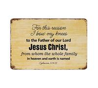 by Unbranded Plaque rétro en métal avec inscription « For This Reason I Bow My Knees to The Father of Our Lord Jesus Christ, from Whom The Whole Family » - Décoration murale vintage - 20,3 x 30,5 cm