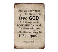 by Unbranded Plaque rétro en métal avec inscription « We Know That for Those Who Love God All Things Work Together for Good » - Décoration murale vintage - 20,3 x 30,5 cm