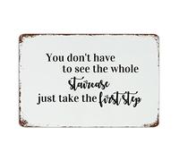 by Unbranded Plaque rétro en métal avec inscription « You Don't Have to See The Whole Staircase Just Take The First Step » - Décoration murale amusante pour café, bar, maison, cuisine - 20,3 x 30,5 cm