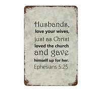 by Unbranded Plaque rétro en métal « Husbands Love Your Wives Just As Christ Loved The Church Ephesians 5 ~ 25 » - Décoration murale amusante pour café, bar, maison, cuisine - 20,3 x 30,5 cm