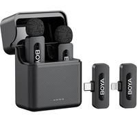 By-V3 Microphone Combiné Sans Fil Pour Iphone, Android, Mini Microphone, Utilisation 36 H, Chaque Tx 9 H, Suppression Du Bruit, Micro Cravate Usb-C Portable, Micro Cravate À Clipser À 360° Pour