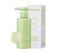 BY WISHTREND Nettoyant moussant au thé vert et aux enzymes 140 g, papaïne, complexe de lait de céréales, hydratant, nettoyant les pores, pour peaux sensibles
