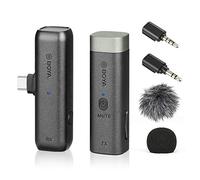 BY-WM3U Mini système de microphone sans fil 2,4 G avec adaptateur TRS/TRRS de 3,5 mm compatible avec Huawei Xiaomi Samsung Type-C Smartphone appareil photo ordinateur pour enregistrement en direct
