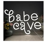 BYAMBD Décor Mural Lumière Enseigne Au Néon Avec Lettres Babe Cave, Alimentée Par USB, Lumière Blanche À Intensité Variable, Pour Décoration Murale Chambre Coucher, 27cm×37.5cm