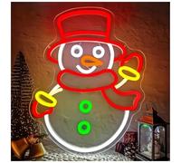 BYAMBD Décor Mural Lumière Enseigne Au Néon Bonhomme De Neige, Veilleuse À Intensité Variable Alimentée Par USB, Pour Décoration Murale De Fête, Bar, Club, 27cm×35cm