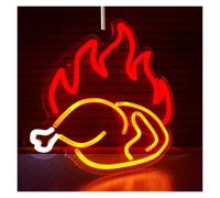 BYAMBD Décor Mural Lumière Enseigne Au Néon De Poulet Rôti, Décor Gourmand Audacieux Pour Des Espaces Chaleureux Et Accueillants 29.6cm×29.4cm