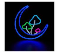 BYAMBD Décor Mural Lumière Enseigne Au Néon En Forme De Champignon, Lune, Champignon, Alimenté Par USB, Variable, Pour Chambre À Coucher, Décoration Murale De Fête 20cm×24.5cm