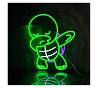 BYAMBD Décor Mural Lumière Enseigne Au Néon En Forme De Tortue Verte, Lumière Alimentée Par USB, Variable, Pour Chambre À Coucher, Décoration Murale De Fête, 32.5cm×37.6cm