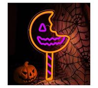 BYAMBD Décor Mural Lumière Enseigne Au Néon Halloween Bonbons Néon Alimenté Par USB À Intensité Variable, Pour La Décoration Murale De Fête De Chambre À Coucher 23.5cm×38.5cm