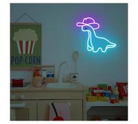 BYAMBD Décor Mural Lumière Enseigne Au Néon Réutilisable Dinosaure Cowboy Néon Alimenté Par USB Dinosaure À Intensité Variable, Pour La Décoration Murale De Fête 38.1cm×33cm(C)