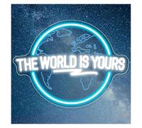BYAMBD Décor Mural Lumière Enseigne Néon « The World Is Yours », Planète Sculptée, Lumière Pour Bureau, Mariage, Grotte, Salle De Jeux, Décoration Murale, 34cm×45cm(B)