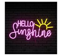 BYAMBD Décor Mural Lumière Hello Sunshine Enseigne Au Néon Lever Du Soleil Lumière Décoration De Chambre USB Pour Chambre Salon Été Fenêtres Fête Applique Murale 42cm×22cm