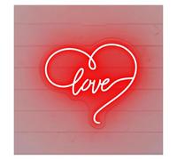 BYAMBD Décor Mural Lumière Love Enseigne Au Néon Coeur Lumière Dimmable Pour Les Couples De Mariage Saint-Valentin Fête D'anniversaire Décor De Salle Lampe Lumineuse 17.72inx15.75in(Rouge)
