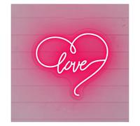 BYAMBD Décor Mural Lumière Love Enseigne Au Néon Coeur Lumière Dimmable Pour Les Couples De Mariage Saint-Valentin Fête D'anniversaire Décor De Salle Lampe Lumineuse 17.72inx15.75in(Rose red)