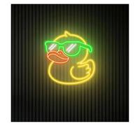 BYAMBD Décor Mural Lumière Lunettes En Forme Canard Signe Néon Alimenté Par USB Luminosité Réglable, Lumières Led En Forme Canard Adaptées À La Décoration La Maison Et Du Magasin(UNE,65cmx65cm)