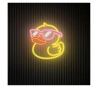 BYAMBD Décor Mural Lumière Lunettes En Forme Canard Signe Néon Alimenté Par USB Luminosité Réglable, Lumières Led En Forme Canard Adaptées À La Décoration La Maison Et Du Magasin(E,35cmx35cm)