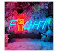 BYAMBD Décor Mural Lumière Panneau Néon De Combat Alimenté Par USB Lettres Lumineuses À Intensité Variable, Pour Chambre À Coucher, Bar, Fête, Décoration Murale, 15cm×43cm