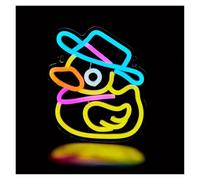 BYAMBD Décor Mural Lumière Panneau Néon En Forme De Canard Avec Chapeau Jean, Alimenté Par USB, Luminaire Décoratif Mural Polyvalent À Intensité Variable, Veilleuses 23.4cm×22cm