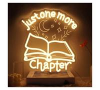 BYAMBD Décor Mural Lumière Panneau Néon Just One More Chapter Lumière LED À Intensité Variable, Pour Bibliothèque Coin De Lecture Bibliothèque Club Librairie Décor 16.54inx15.16in