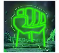 BYAMBD Décor Mural Lumière Panneau Néon Vert Poing, Alimenté Par USB, Veilleuse À Intensité Variable, Pour Décoration Murale De Fête, Club, Bar, 15cm×18cm