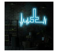 BYAMBD Décor Mural Lumière Signe Néon Croisé Alimenté Par USB, Luminosité Réglable, Lumières Led Croisées Adaptées À La Décoration De La Maison Et Du Magasin(UNE,20cmx30cm)